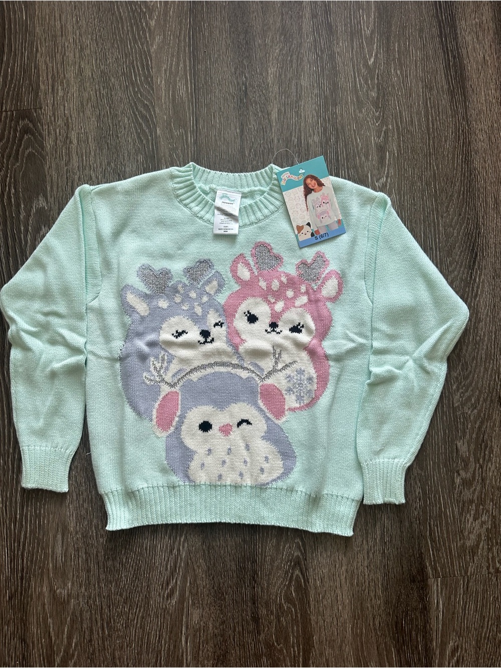 Squishmallows Mint Crewneck Sweater Girls Size 6/7